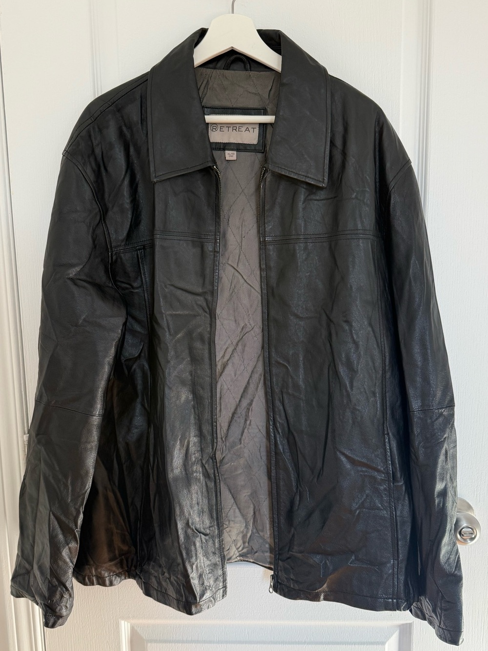 Men’s Retreat Genuine Leather Jacket Black XL – Vintage